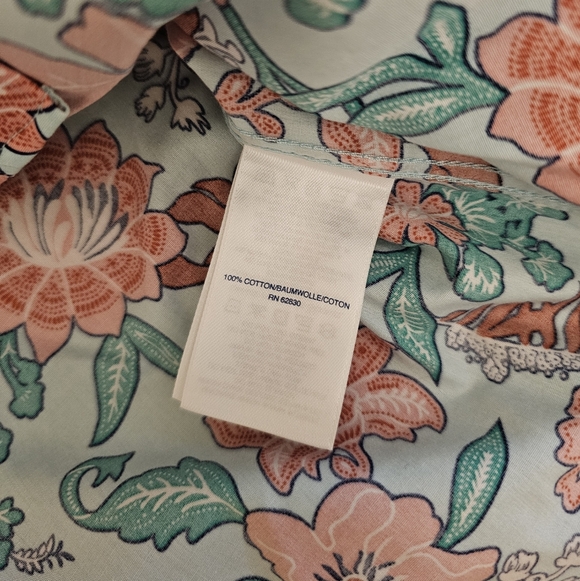 Lands' End Floral No Iron Supima 100% Cotton Lightweight 3/4 Sleeve Tunic W's 16 - Picture 10 of 15